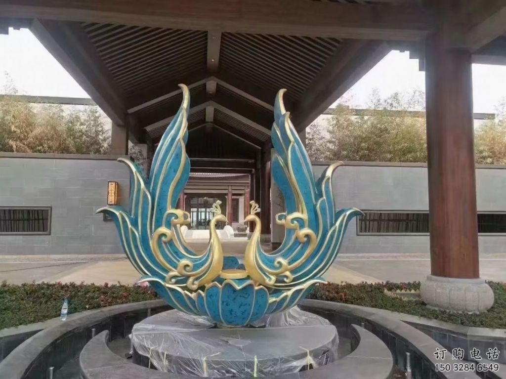 庭院龍鳳呈祥雕塑廠(chǎng)家 歐式仿真擺件 戶(hù)外噴漆龍鳳呈祥雕塑