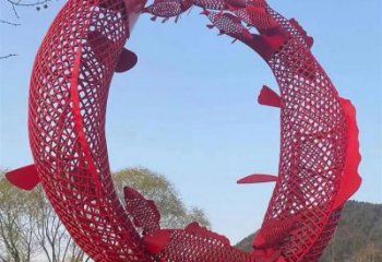 風(fēng)景區(qū)魚躍龍門雕塑廠家 中式戶外鏤空擺件 