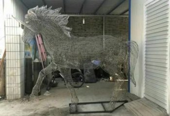 街道花片馬雕塑廠家 廣場創(chuàng)意小品 酒店拉絲花片馬雕塑