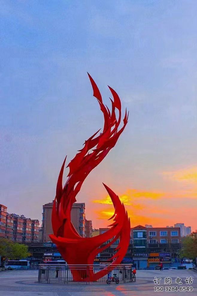 幾何鳳凰雕塑廠家 中式烤漆擺件 戶外現(xiàn)代鳳凰雕塑