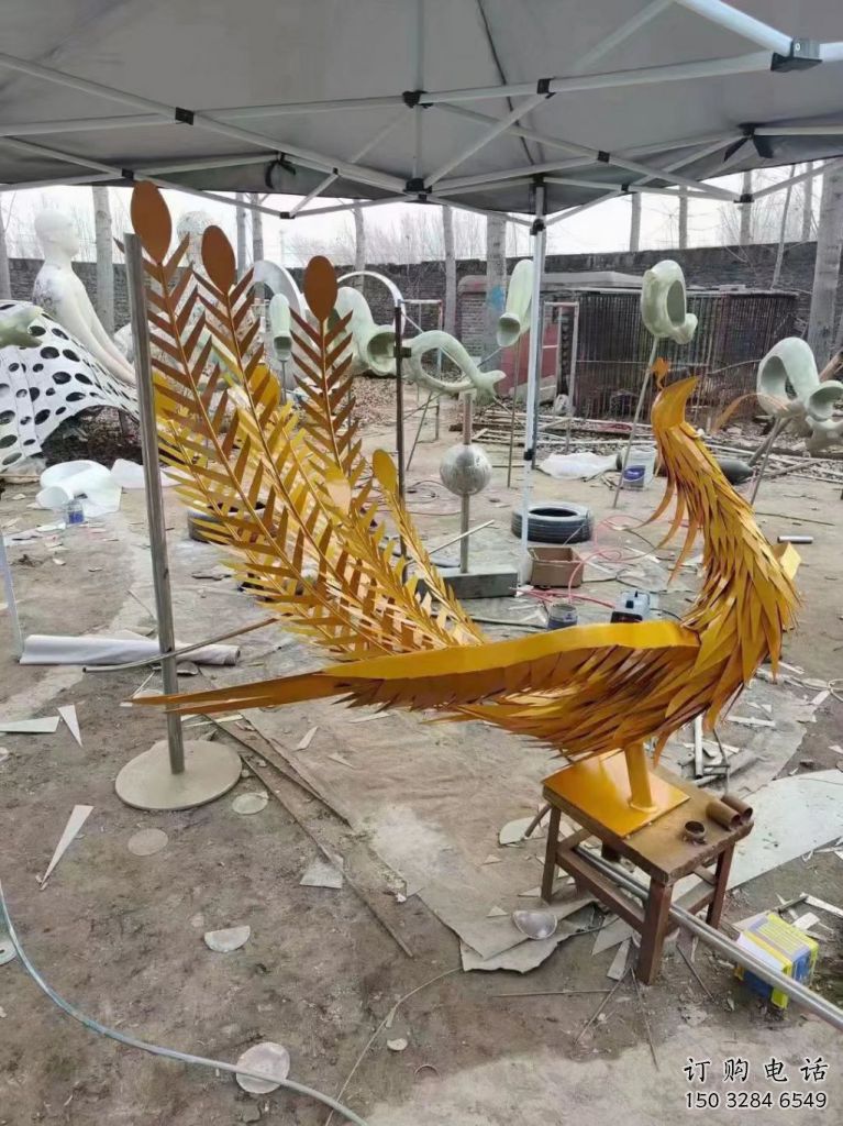 烤漆鳳凰雕塑廠家 現(xiàn)代擺件 戶外創(chuàng)意鳳凰雕塑