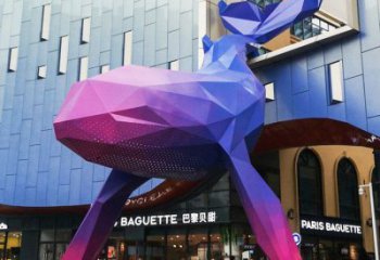 切面鯨魚雕塑廠家 現(xiàn)代抽象擺件 商場幾何鯨魚雕塑