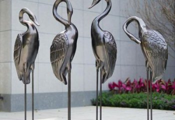公園鶴雕塑廠家 中式啞光小品 風(fēng)景區(qū)仿古鶴雕塑
