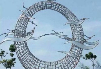 異形大雁雕塑廠家 幾何鏤空擺件 酒店拉絲大雁雕塑