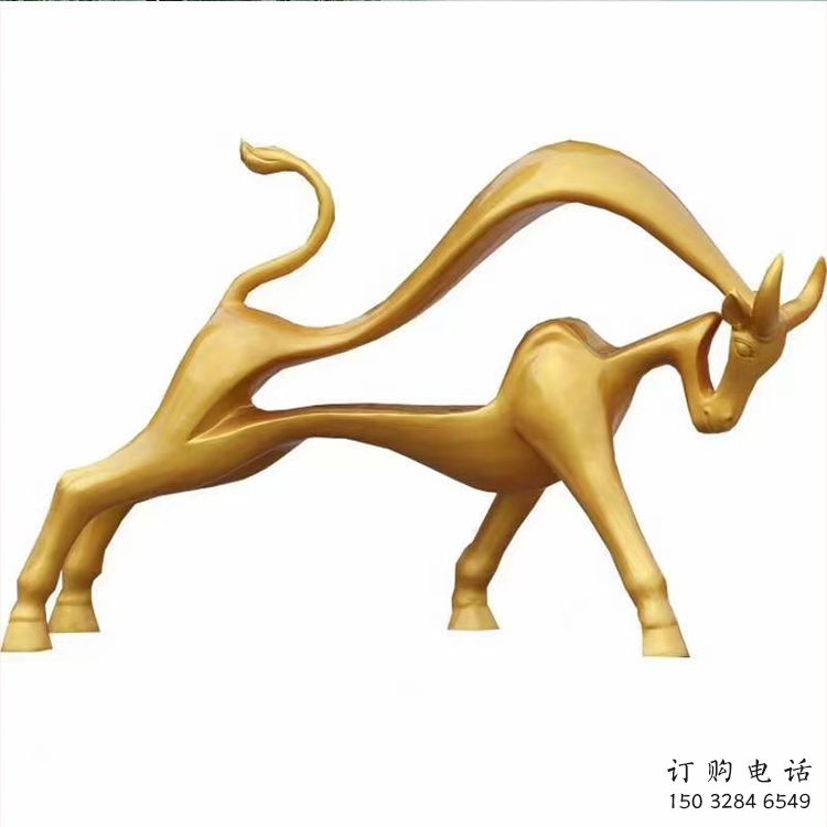 商業(yè)街金牛雕塑廠家 大型現(xiàn)代擺件 步行街異形金牛雕塑