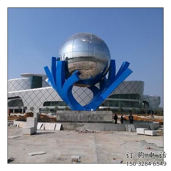中式地球儀雕塑廠家 鏡面小品 游樂(lè)場(chǎng)不銹鋼地球儀雕塑