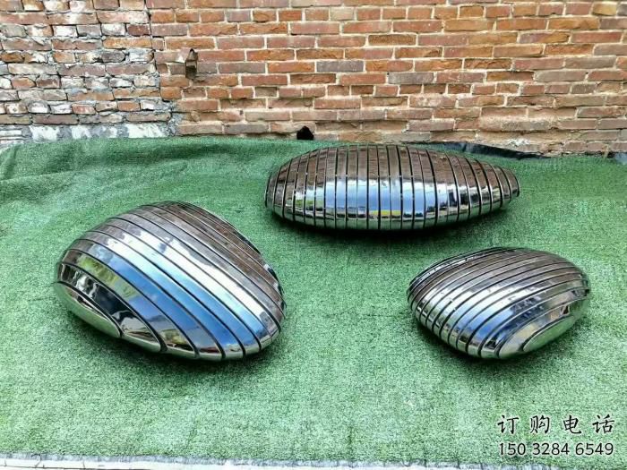 園林鵝卵石雕塑廠家 鏡面廣場(chǎng)小品 中式不銹鋼鵝卵石雕塑