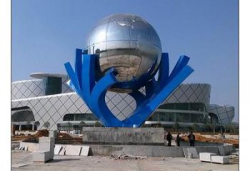 中式地球儀雕塑廠家 鏡面小品 游樂(lè)場(chǎng)不銹鋼地球儀雕塑