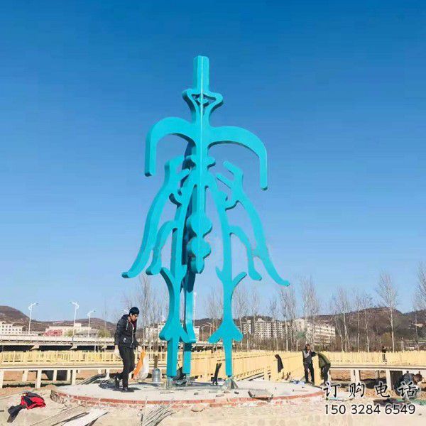 大型商場(chǎng)甲骨文雕塑廠家 鏤空創(chuàng)意擺件 現(xiàn)代不銹鋼甲骨文雕塑