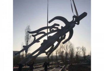 抽象甲骨文雕塑廠家 創(chuàng)意小品 戶外不銹鋼甲骨文雕塑