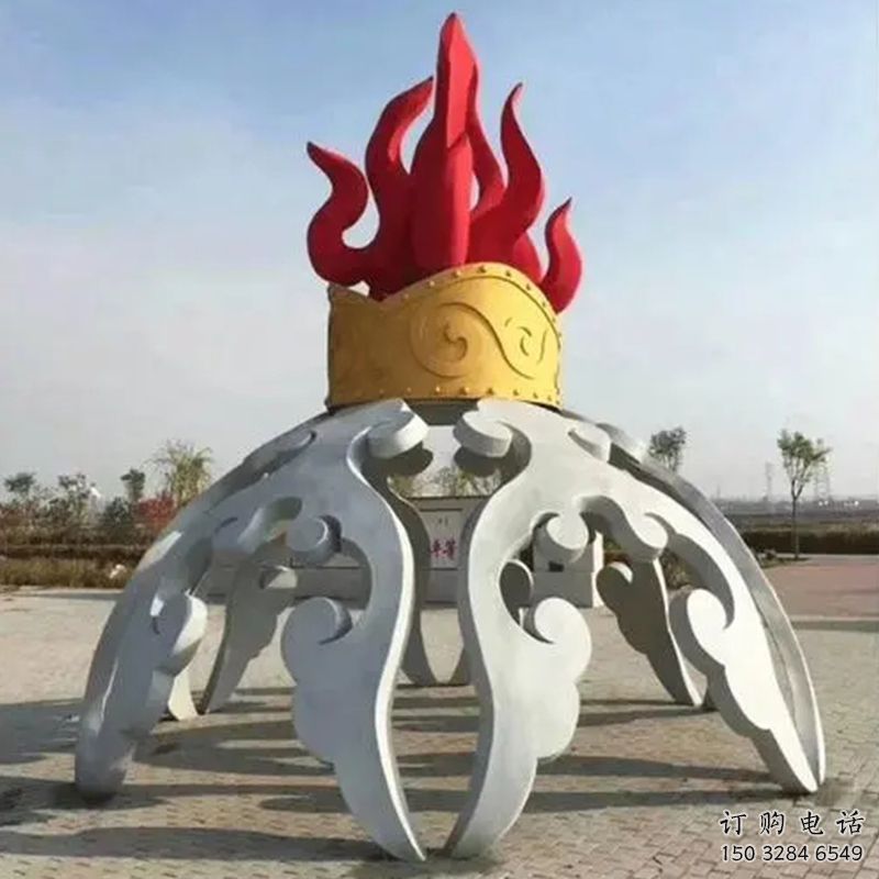 企業(yè)圣火雕塑廠家 鏤空創(chuàng)意小品 歐式不銹鋼圣火雕塑