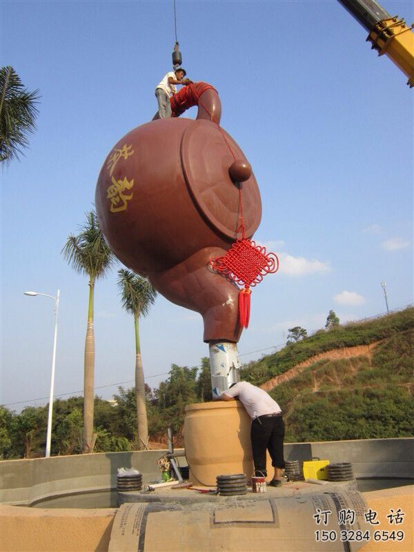 懸空茶壺雕塑廠家 大型別墅區(qū)小品不銹鋼茶壺雕塑生產(chǎn)