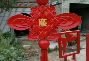 大型中國結雕塑廠家 烤漆小品 企業(yè)不銹鋼中國結雕塑生產