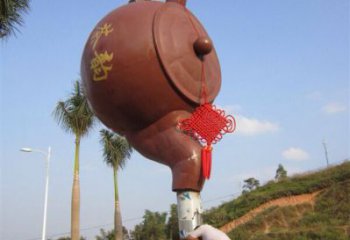 懸空茶壺雕塑廠家 大型別墅區(qū)小品不銹鋼茶壺雕塑生產(chǎn)
