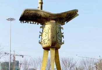 仿古酒杯雕塑廠家 公園小品 廣場(chǎng)不銹鋼酒杯雕塑