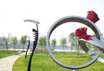 烤漆指環(huán)雕塑廠家 街頭小品 戶外不銹鋼指環(huán)雕塑