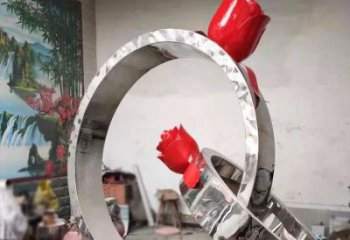 噴漆指環(huán)雕塑廠家 中式村口小品 鏡面不銹鋼指環(huán)雕塑