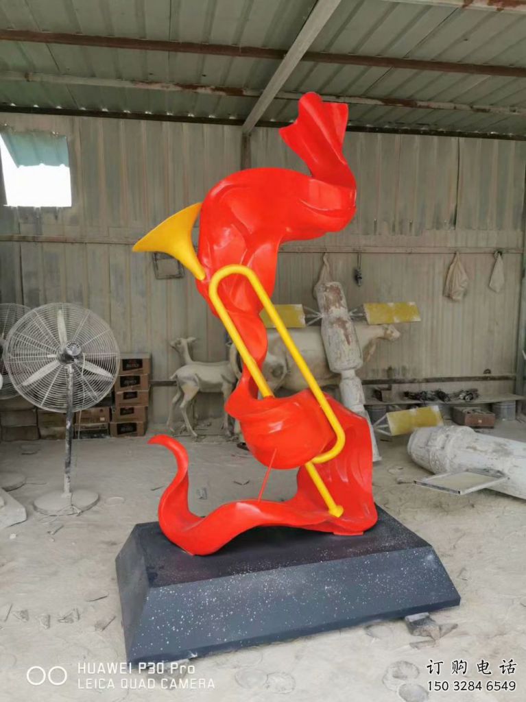 戶外號(hào)角雕塑廠家 噴漆小品 創(chuàng)意不銹鋼號(hào)角雕塑