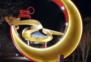 燈光月亮雕塑廠(chǎng)家 戶(hù)外小品 商業(yè)街不銹鋼月亮雕塑