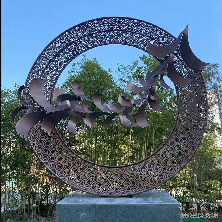 酒店圓圈雕塑廠家 戶外小品 現(xiàn)代不銹鋼圓圈雕塑制作