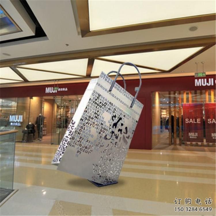 鏤空手提包雕塑廠家 歐式小品 大型商場(chǎng)不銹鋼手提包雕塑
