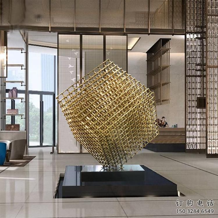 創(chuàng)意方格雕塑廠家 現(xiàn)代小品 酒店不銹鋼方格雕塑廠家