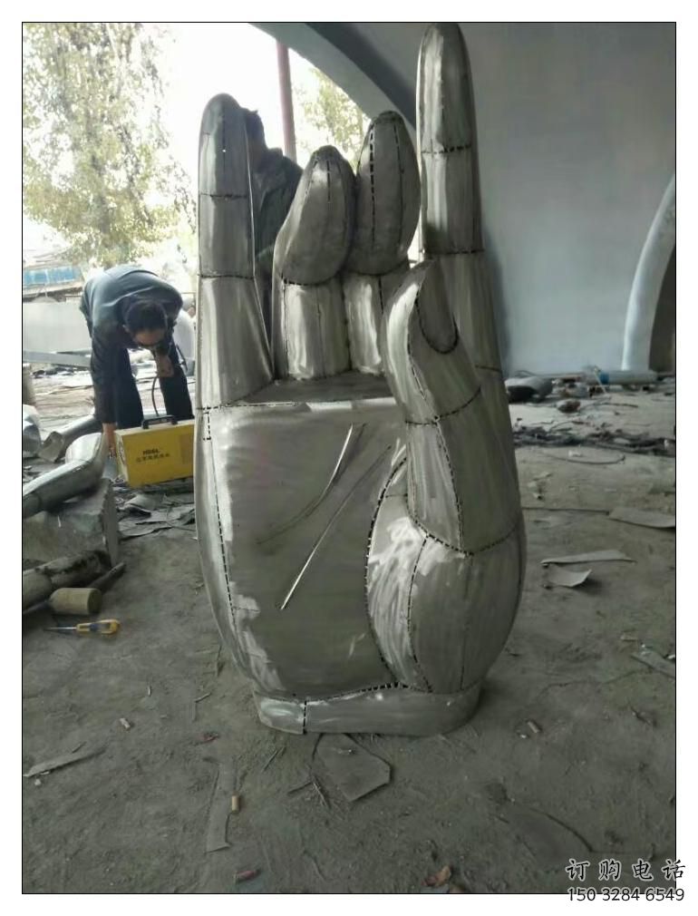 創(chuàng)意佛手雕塑廠家 現(xiàn)代小品 公園不銹鋼佛手雕塑廠