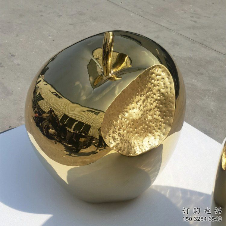 中式金蘋(píng)果雕塑廠家 現(xiàn)代小品 酒店不銹鋼金蘋(píng)果雕塑廠