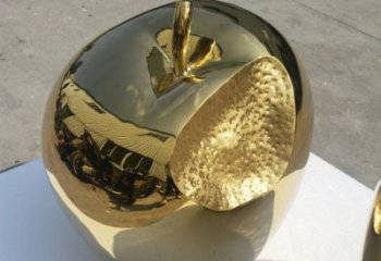 中式金蘋(píng)果雕塑廠家 現(xiàn)代小品 酒店不銹鋼金蘋(píng)果雕塑廠