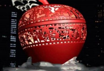 鏤空金蘋(píng)果雕塑廠家 園林小品 住宅小區(qū)不銹鋼金蘋(píng)果雕塑廠