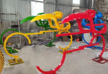 體育場自行車雕塑廠家 運(yùn)動小品 烤漆不銹鋼自行車雕塑廠
