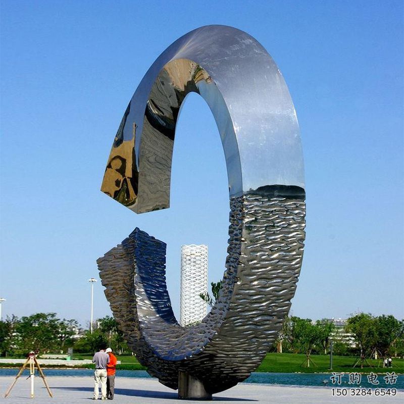 現(xiàn)代磁鐵雕塑廠家 大型別墅區(qū)擺件 抽象不銹鋼磁鐵雕塑廠