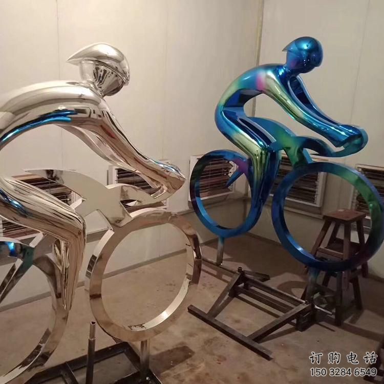 現(xiàn)代自行車雕塑廠家 大型別墅區(qū)擺件 烤漆不銹鋼自行車雕塑加工