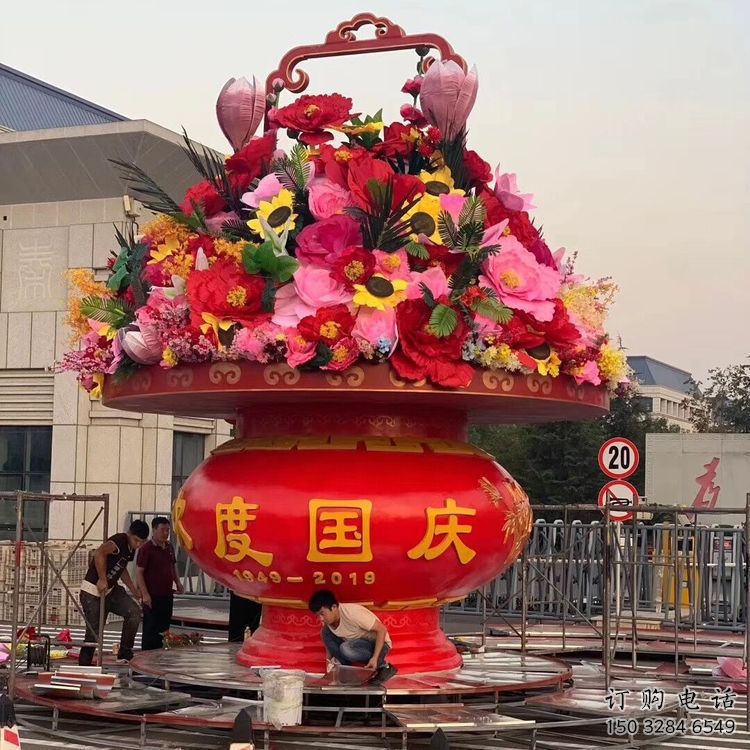 彩繪花籃雕塑廠家 創(chuàng)意擺件 街頭不銹鋼花籃雕塑報價