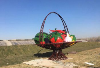 烤漆花籃雕塑廠家 公園小品 戶外不銹鋼花籃雕塑價(jià)格