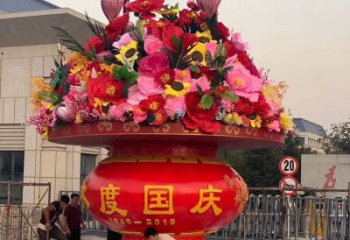 彩繪花籃雕塑廠家 創(chuàng)意擺件 街頭不銹鋼花籃雕塑報價