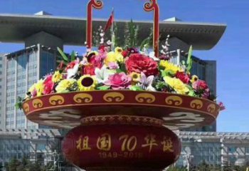 異形花籃雕塑廠家 現(xiàn)代小品 廣場(chǎng)不銹鋼花籃雕塑廠