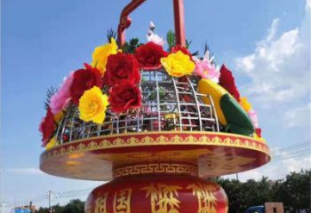 廣場(chǎng)花籃雕塑廠家 創(chuàng)意小品 公園不銹鋼花籃雕塑生產(chǎn)