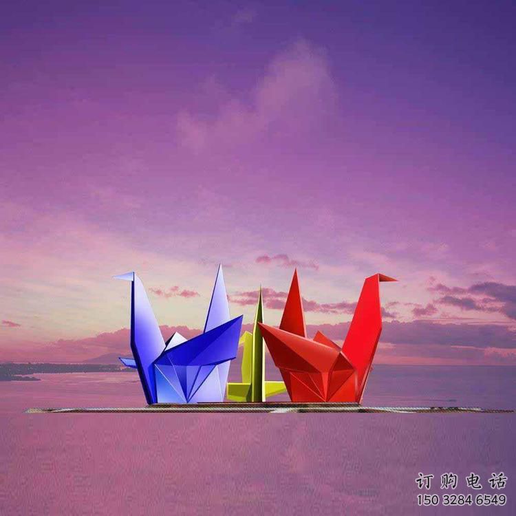 大型商場千紙鶴雕塑廠家 仿真擺件 烤漆不銹鋼千紙鶴雕塑生產(chǎn)