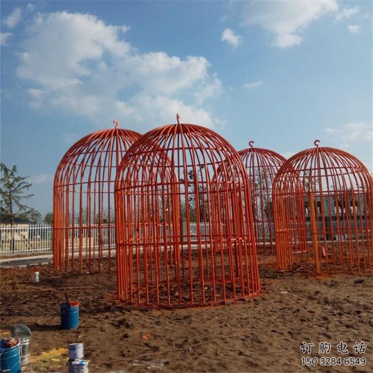 鏤空鳥籠雕塑廠家 園林小品 住宅小區(qū)不銹鋼鳥籠雕塑廠