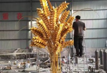 現(xiàn)代水稻雕塑廠家 大型別墅區(qū)擺件 創(chuàng)意不銹鋼水稻雕塑廠
