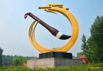 商業(yè)街毛筆雕塑廠家 戶外擺件 烤漆不銹鋼毛筆雕塑廠