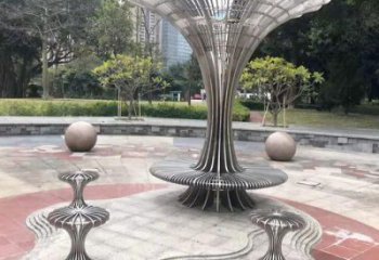 廣場(chǎng)雨傘雕塑廠家 公園小品 拉絲不銹鋼雨傘雕塑廠