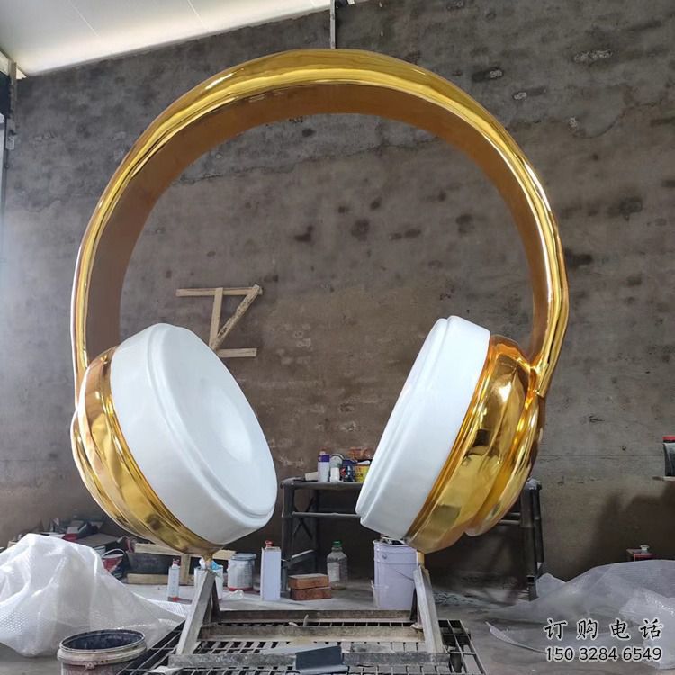 鍍金耳麥雕塑廠家 鑄造音樂擺件 大型不銹鋼耳麥雕塑廠 鍍金耳麥雕塑廠家 鑄造音樂擺件 大型不銹鋼耳麥雕塑廠