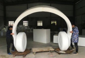 街道耳機(jī)雕塑廠家 抽象現(xiàn)代擺件 中式不銹鋼耳機(jī)雕塑廠