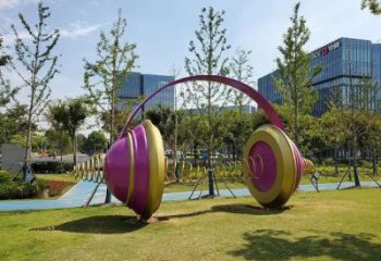 大型耳麥雕塑廠家 公園廣場(chǎng)小品 創(chuàng)意不銹鋼耳麥雕塑加工廠