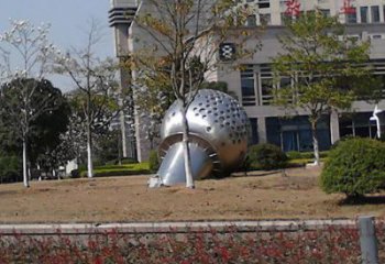 園林話筒雕塑廠家 鏡面音樂(lè)小品 中式不銹鋼話筒雕塑廠