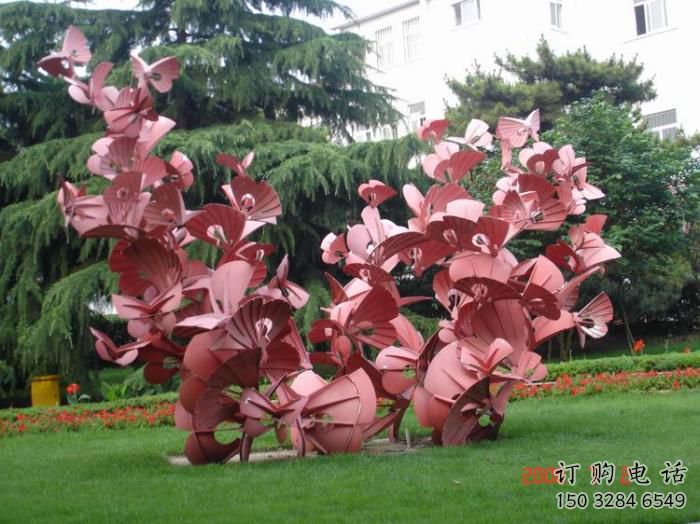 烤漆蝴蝶樹(shù)雕塑廠家 廣場(chǎng)現(xiàn)代小品 戶外不銹鋼蝴蝶樹(shù)雕塑廠