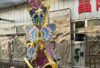 彩繪蝴蝶樹雕塑廠家 現(xiàn)代公園擺件 街頭不銹鋼蝴蝶樹雕塑廠