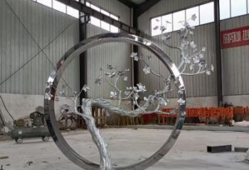 廣場(chǎng)梅花雕塑廠家 公園抽象小品 鏡面不銹鋼梅花雕塑廠